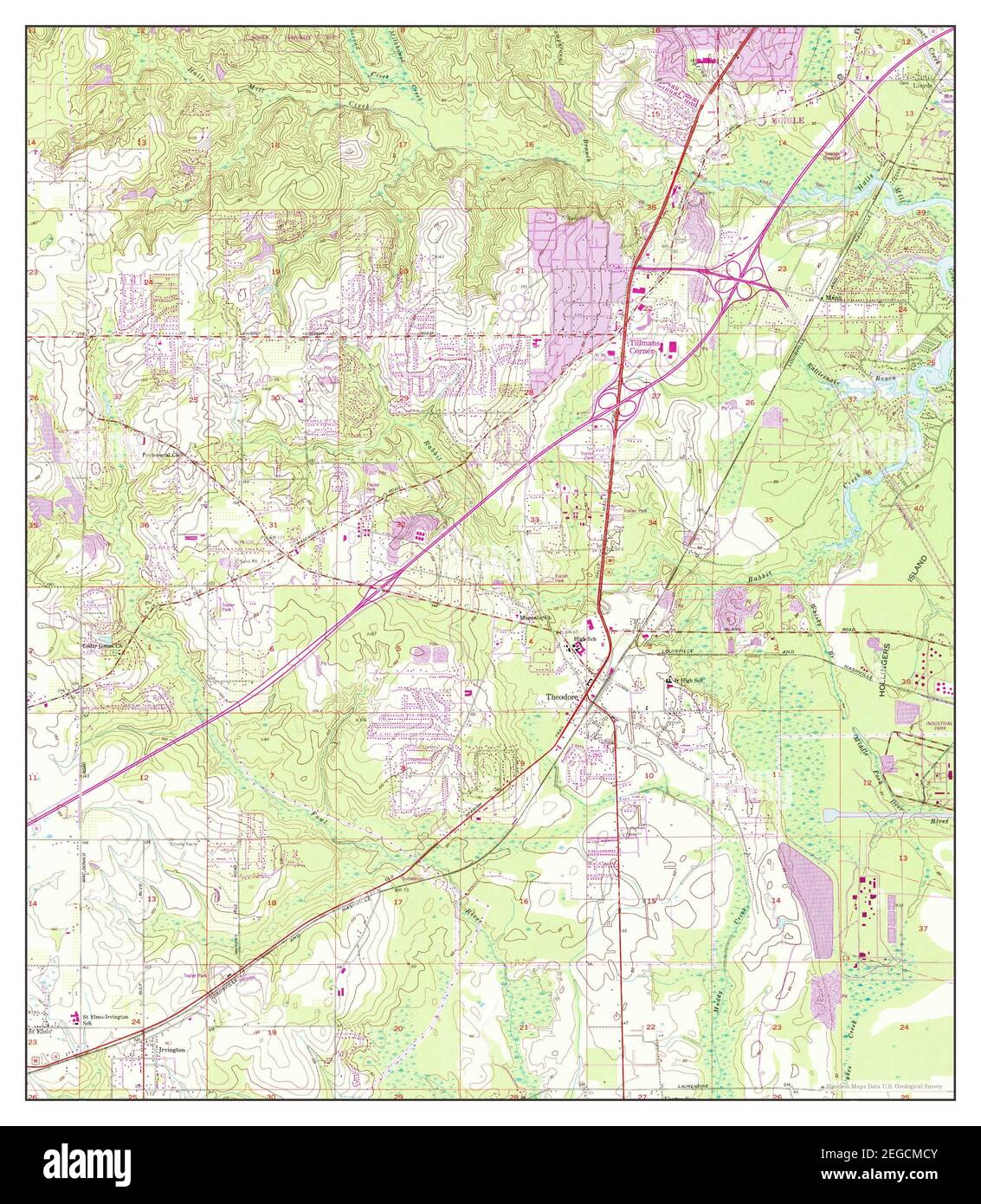 Theodore, Alabama, map 1953, 124000, United States of America by