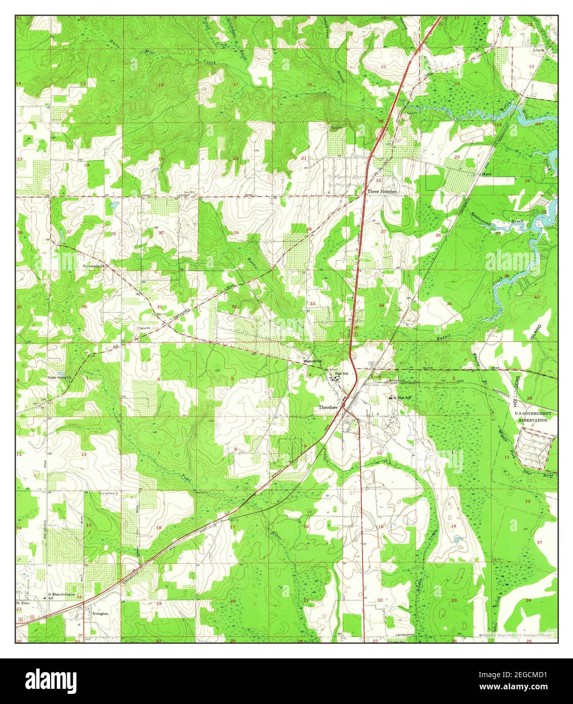 Theodore, Alabama, map 1953, 124000, United States of America by