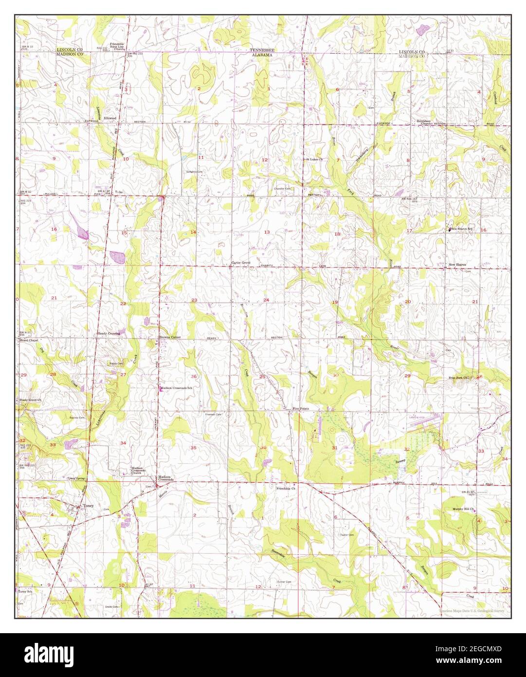 Toney, Alabama, map 1958, 124000, United States of America by Timeless Maps, data U.S
