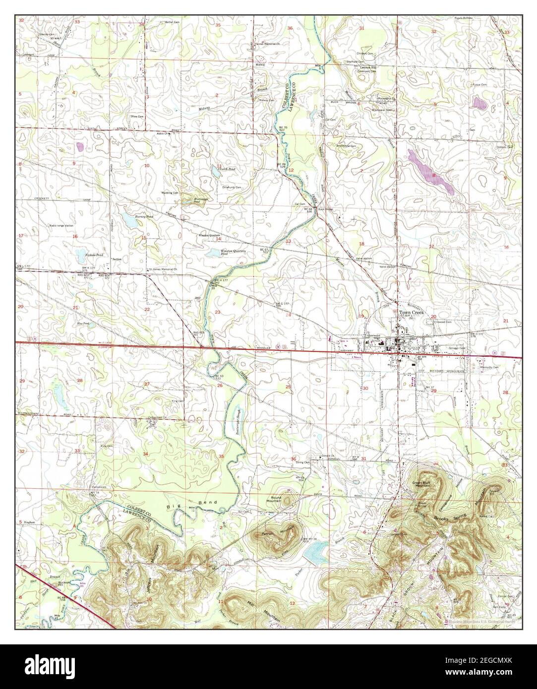 Town Creek, Alabama, map 1974, 124000, United States of America by