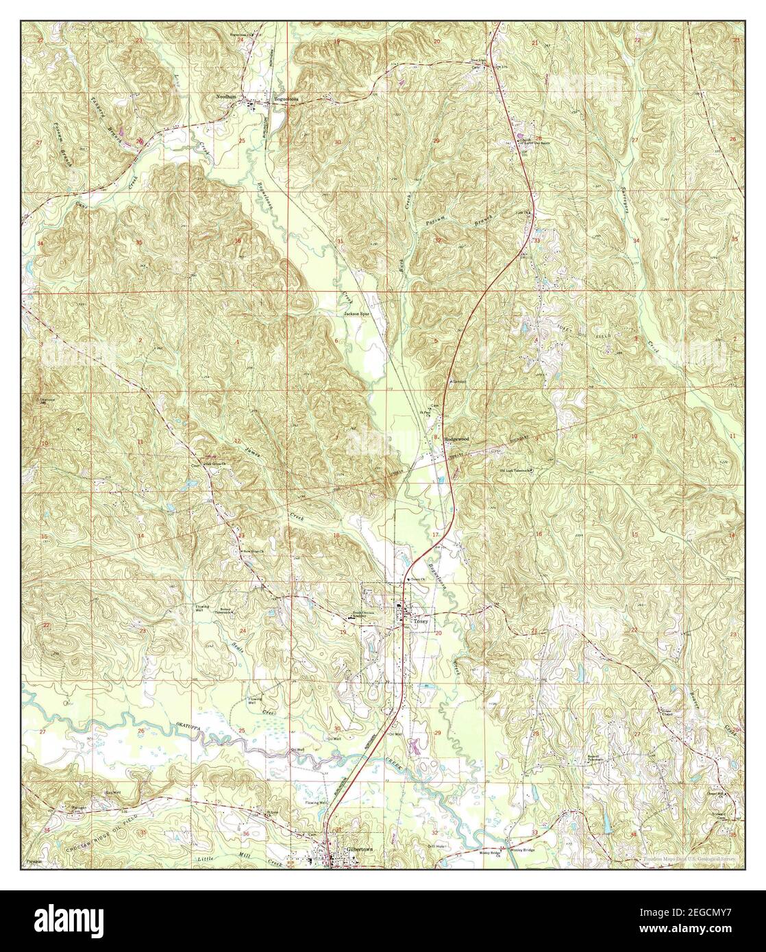 Toxey, Alabama, map 1974, 124000, United States of America by Timeless