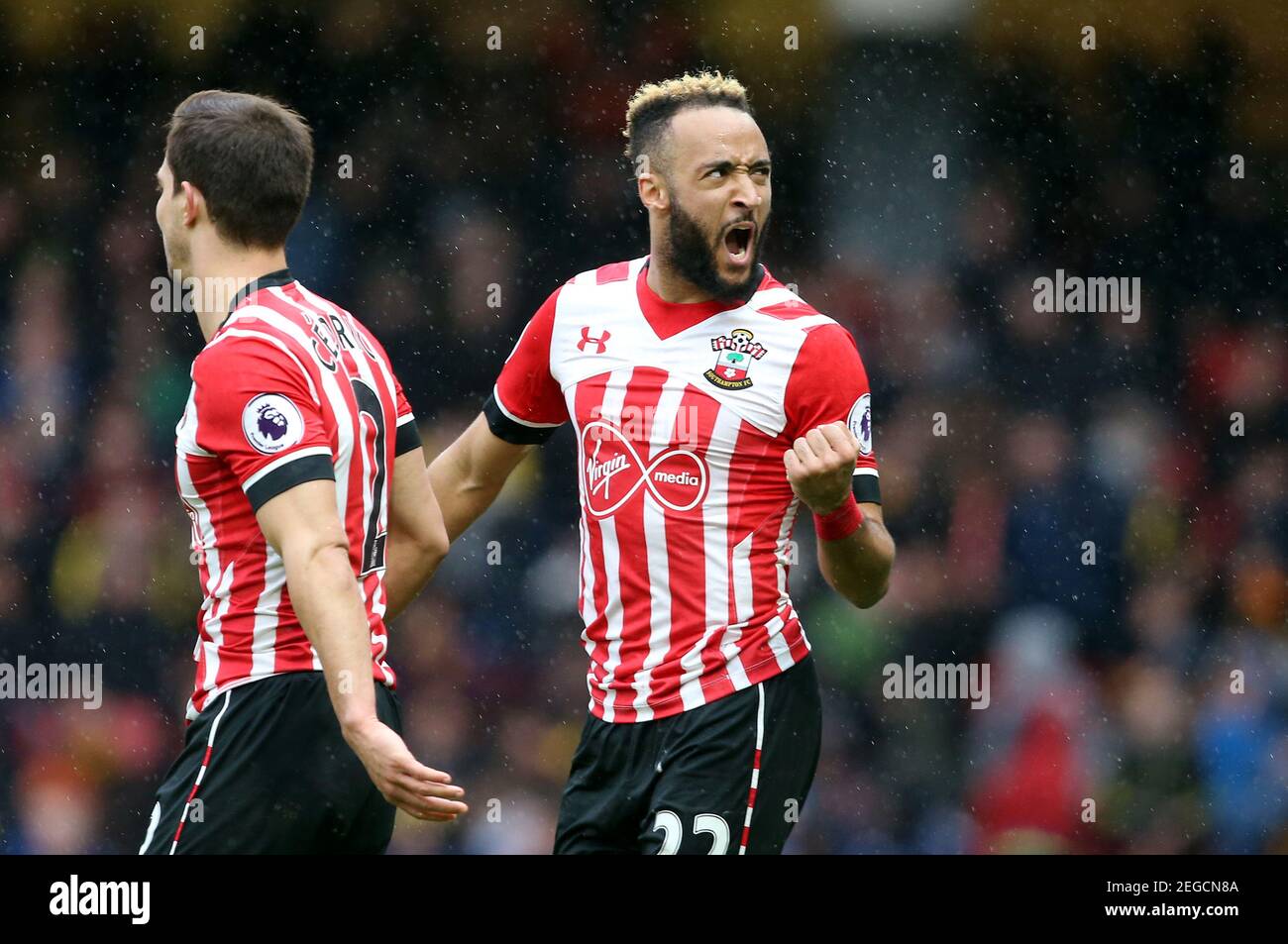 Britain Soccer Football - Watford v Southampton - Premier League - Vicarage Road - 4/3/17 Southampton's Nathan Redmond celebrates scoring their fourth goal Reuters / Paul Hackett Livepic EDITORIAL USE ONLY. No use with unauthorized audio, video, data, fixture lists, club/league logos or 'live' services. Online in-match use limited to 45 images, no video emulation. No use in betting, games or single club/league/player publications.  Please contact your account representative for further details. Stock Photo
