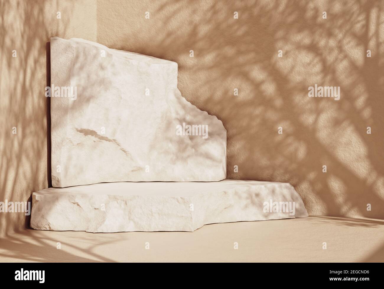 Stone slabs cosmetic product podium. 3d rendering mockup. Stock Photo