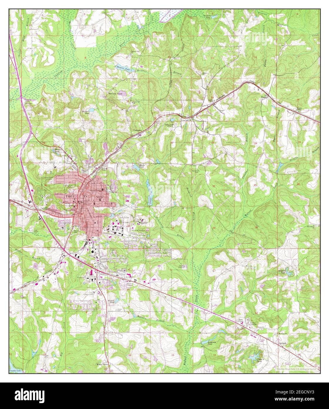 Troy, Alabama, map 1968, 124000, United States of America by Timeless