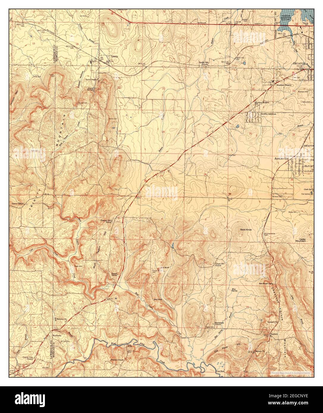 Trinity, Alabama, map 1950, 124000, United States of America by