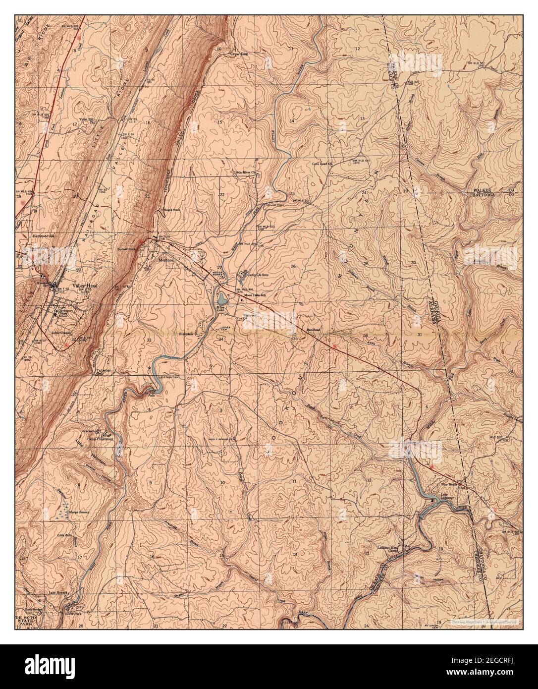 Valley Head, Alabama, map 1947, 124000, United States of America by
