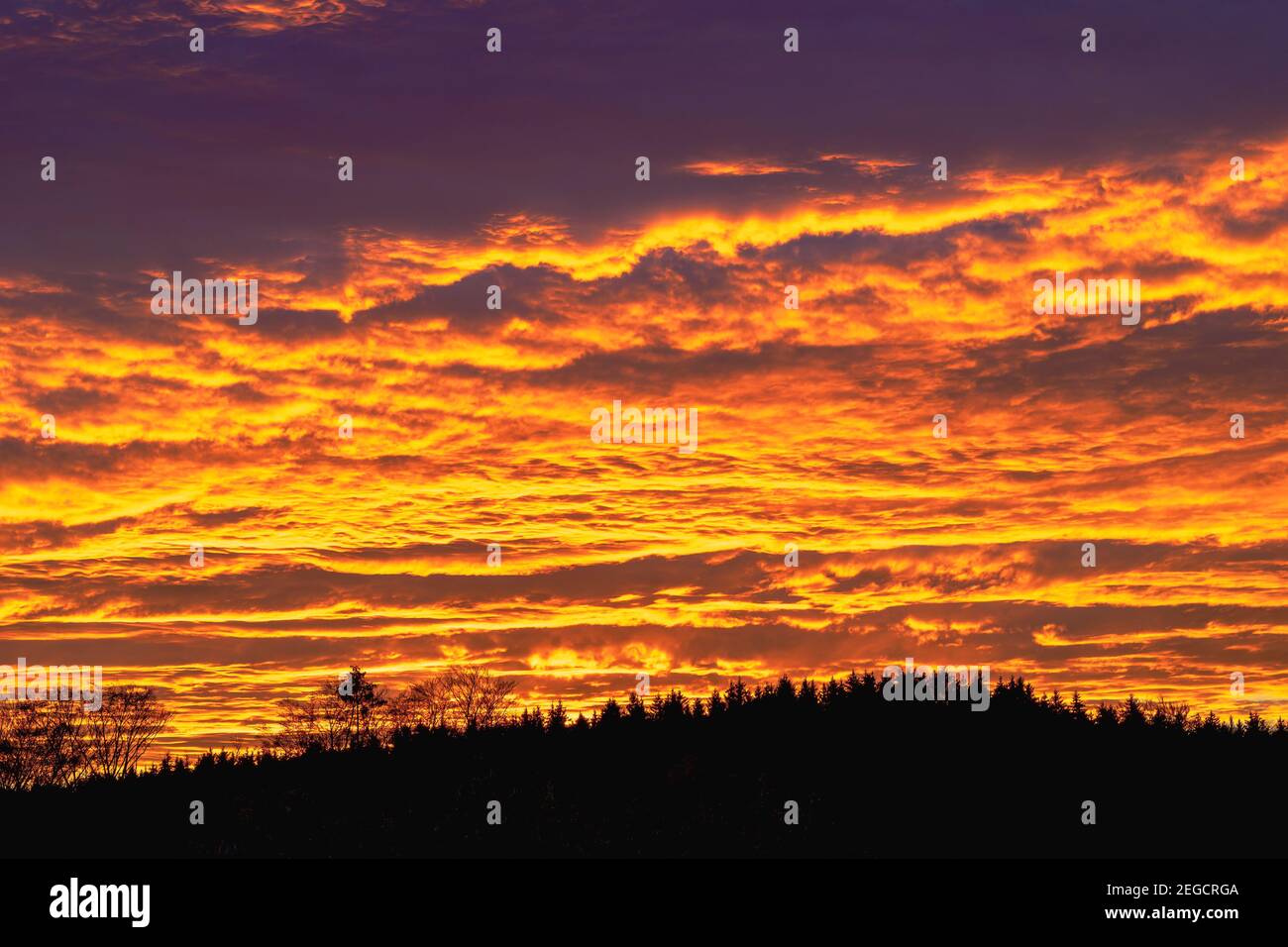 Sunset, clouds in the evening sky, Bavaria, Germany, Europe Stock Photo