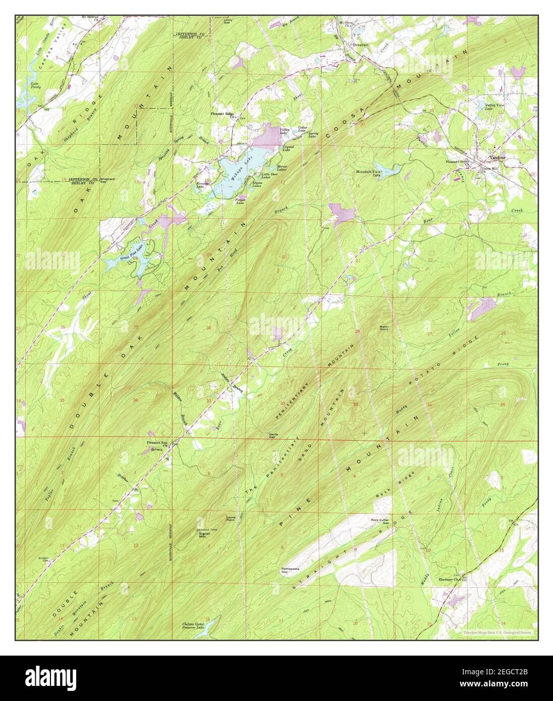 Vandiver, Alabama, map 1959, 124000, United States of America by