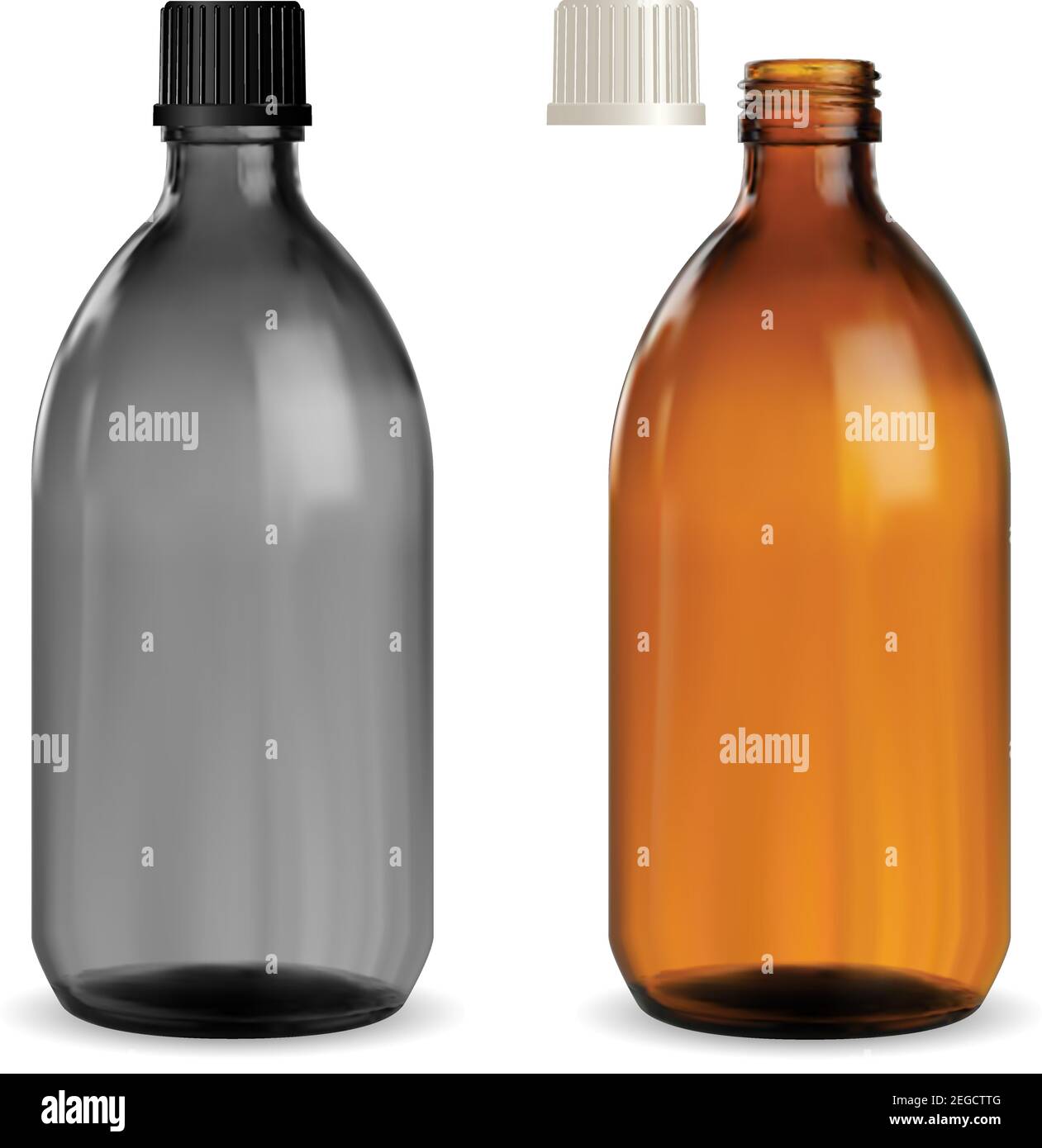 Medicine syrup bottle. Pharmaceutical brown, black glass container