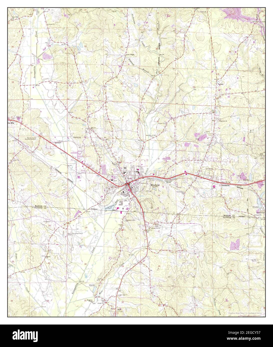 Winfield, Alabama, map 1967, 124000, United States of America by