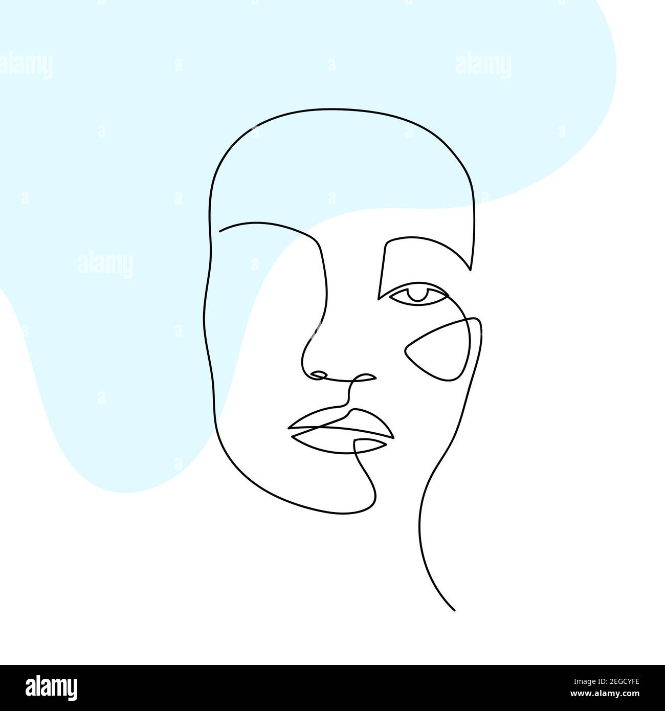 Continuous line abstract face. Contemporary portrait. Hand drawn line ...