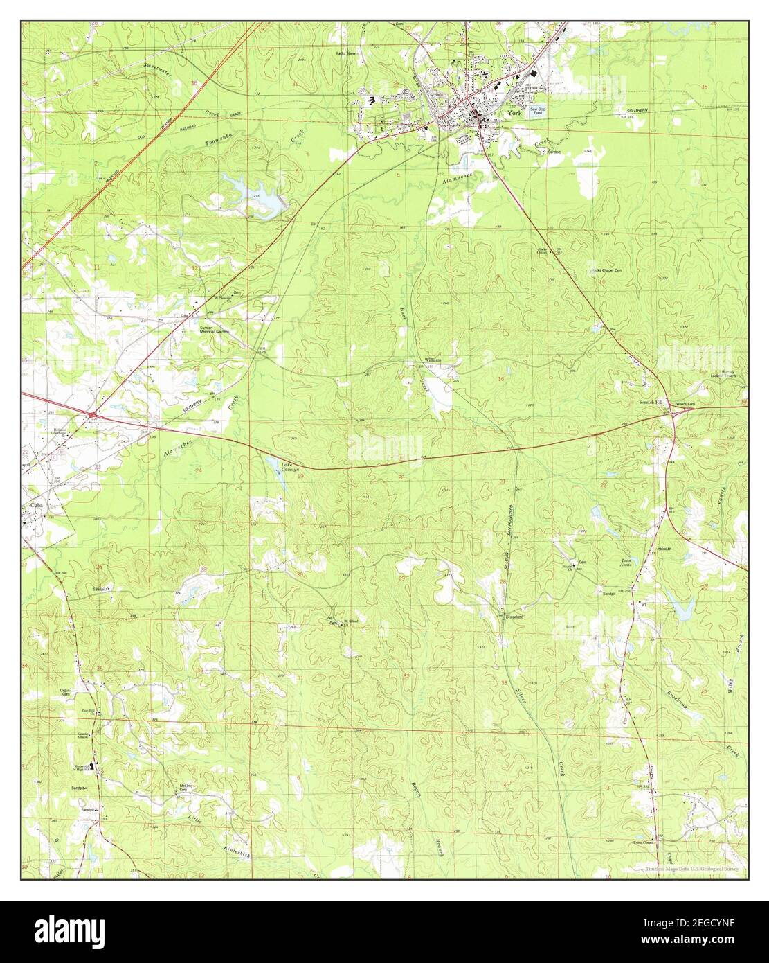 York, Alabama, map 1974, 124000, United States of America by Timeless