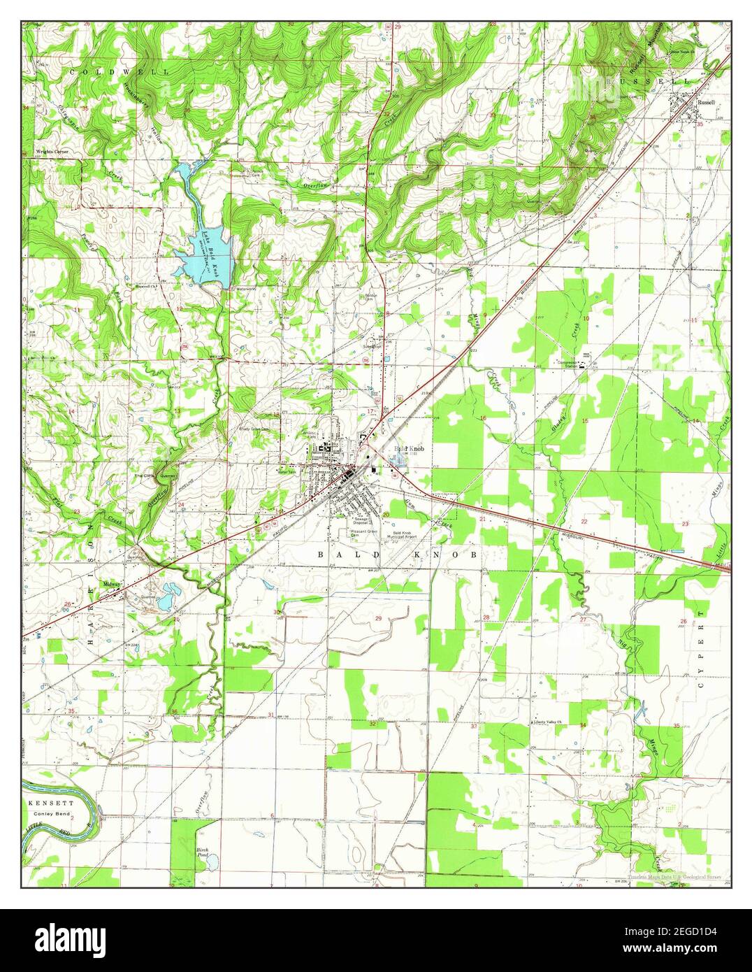 Bald Knob, Arkansas, map 1965, 124000, United States of America by Timeless Maps, data U.S