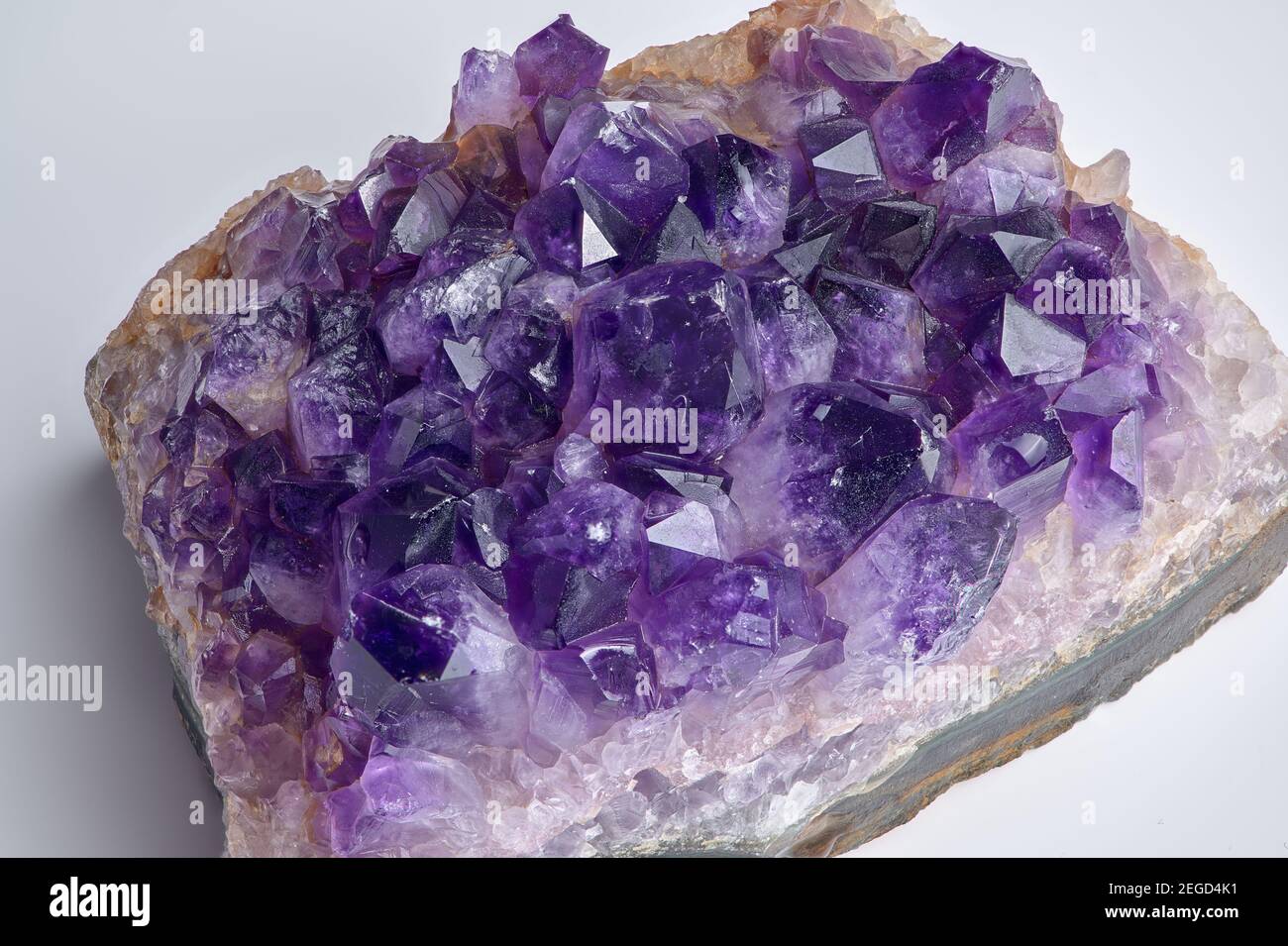 macro color photo of amethyst with focus stacking against white background Stock Photo
