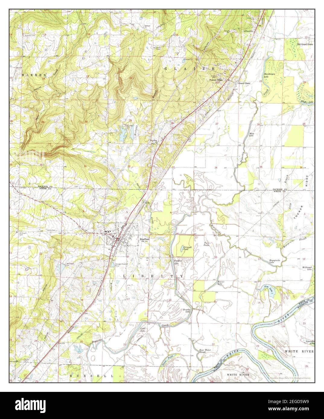 Bradford, Arkansas, map 1968, 124000, United States of America by