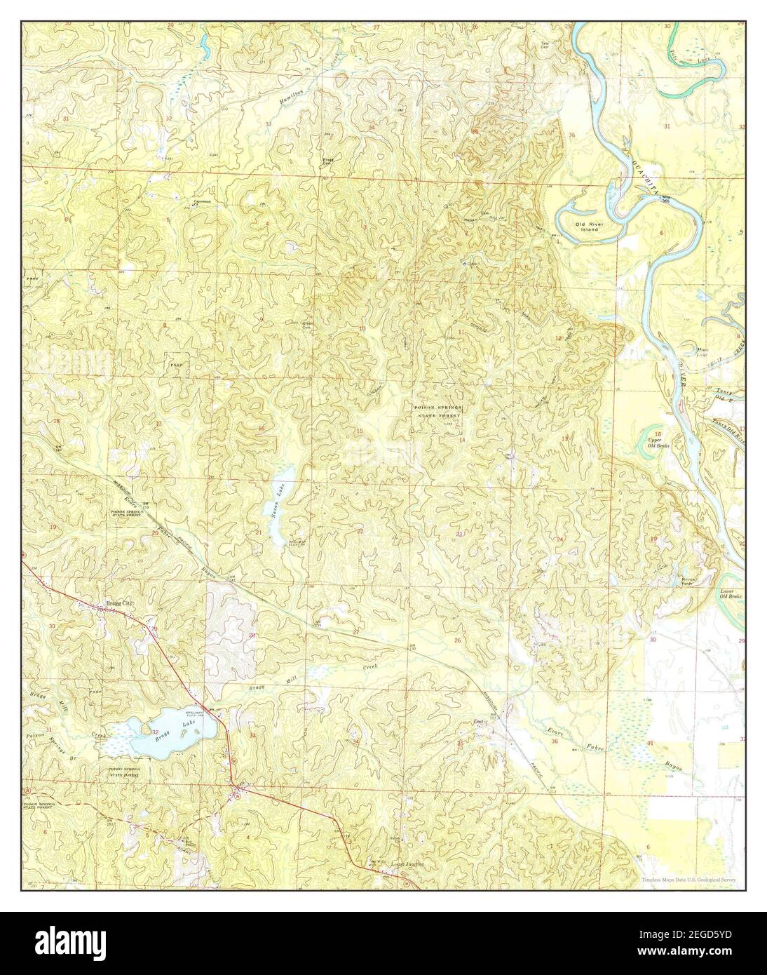 Bragg City, Arkansas, map 1971, 124000, United States of America by