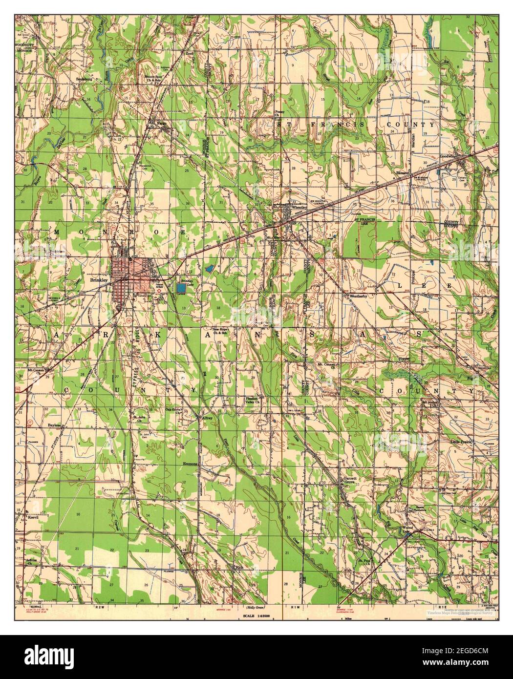 Brinkley, Arkansas, map 1958, 162500, United States of America by