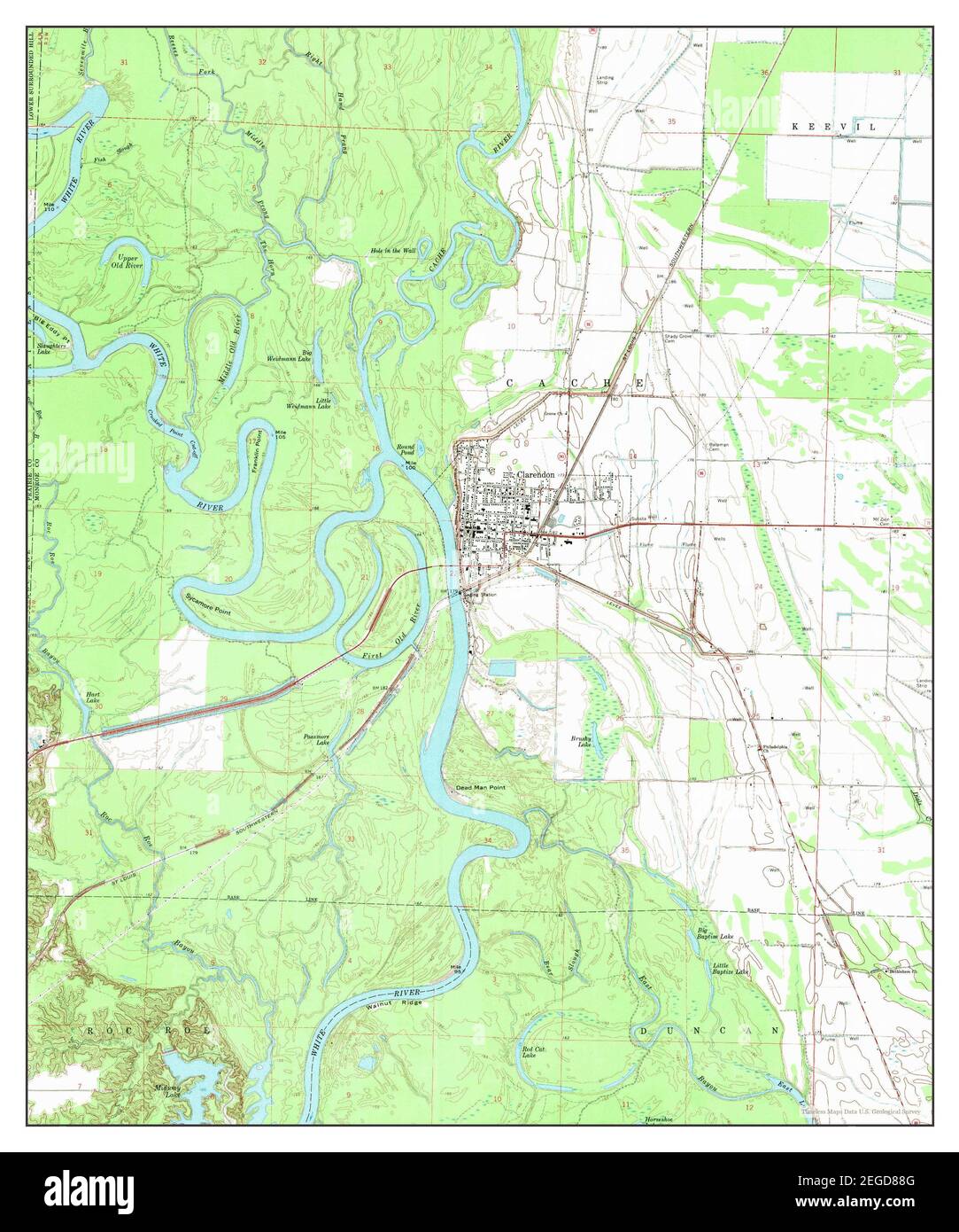 Clarendon, Arkansas, map 1968, 124000, United States of America by