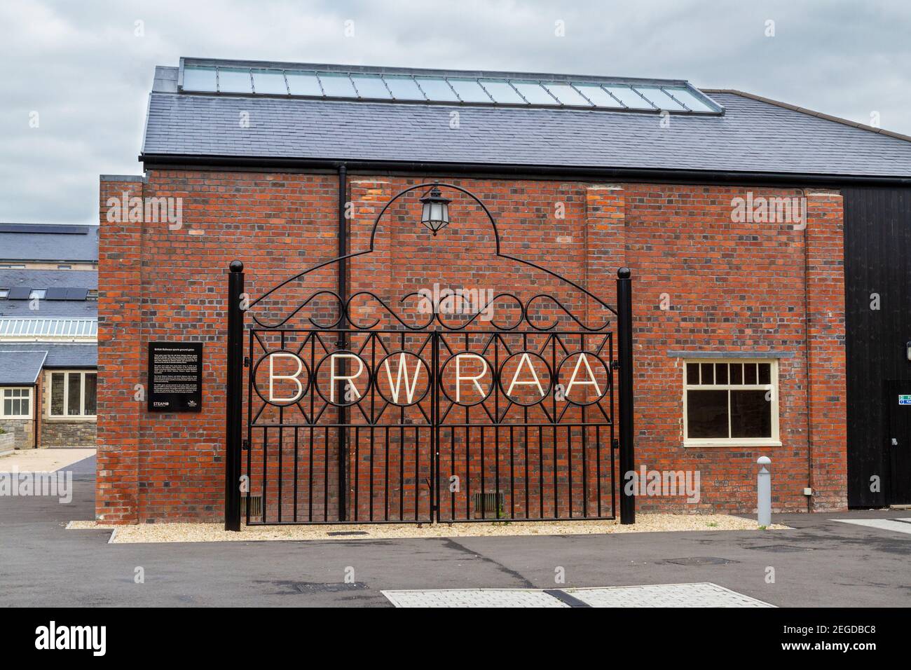 Original gates from British Railways sports ground preserved in Swindon, Wiltshire, UK. Stock Photo