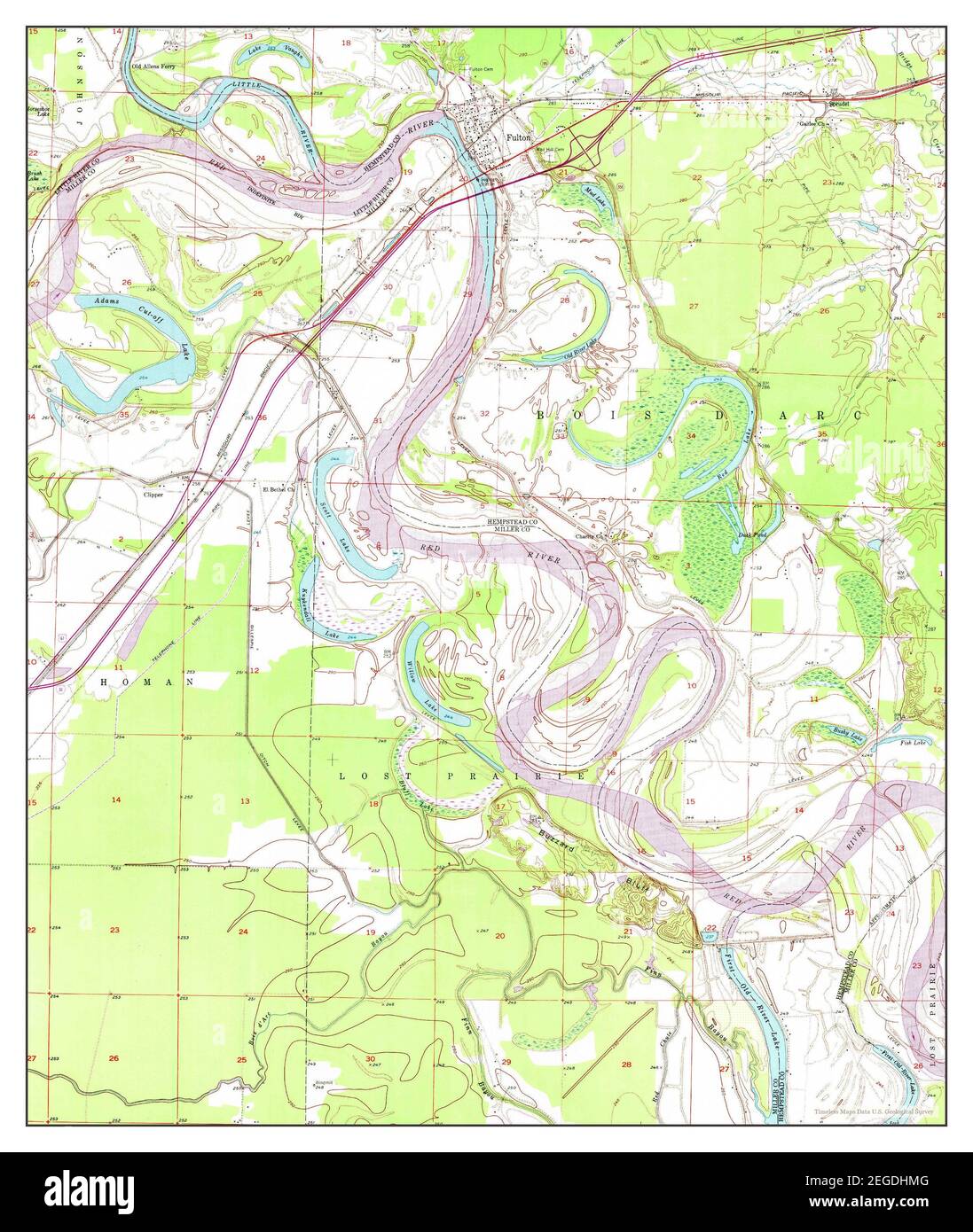 Fulton, Arkansas, map 1951, 124000, United States of America by