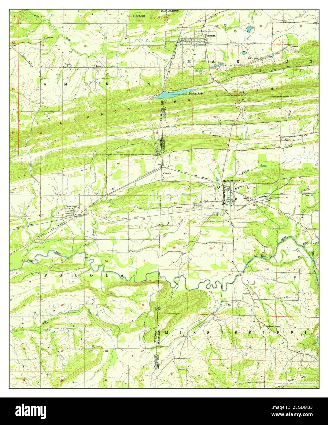 Hackett, Arkansas, map 1951, 124000, United States of America by