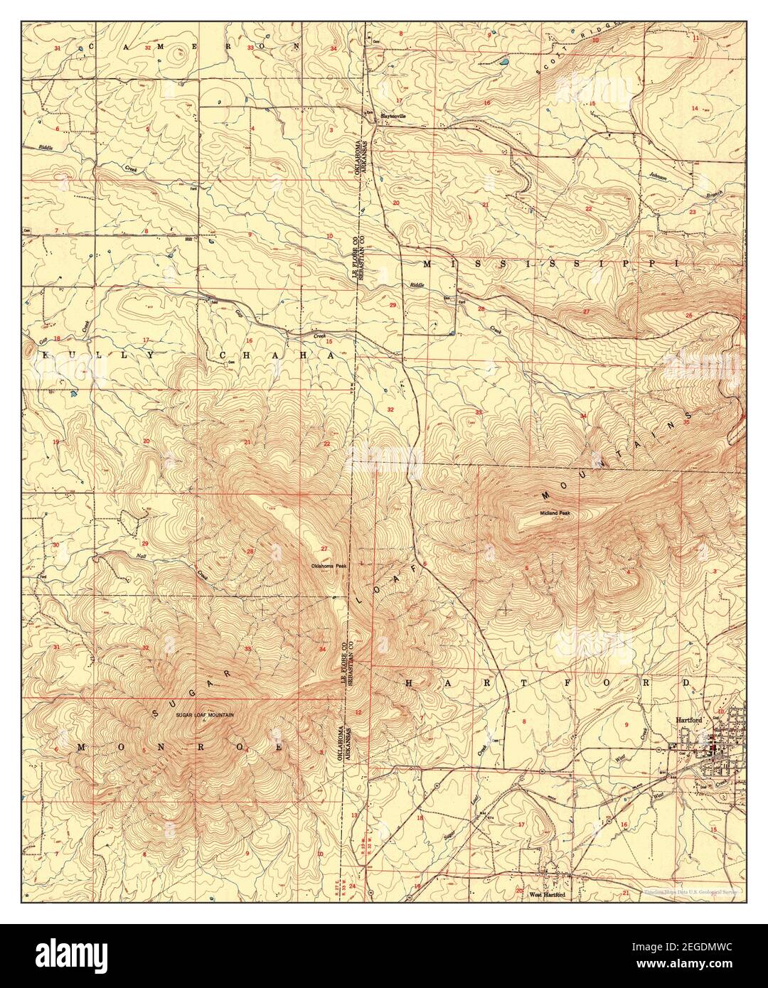 Hartford, Arkansas, map 1951, 124000, United States of America by Timeless Maps, data U.S