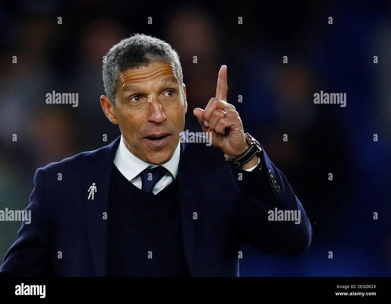 Soccer Football - Premier League - Brighton & Hove Albion v Manchester United - The American Express Community Stadium, Brighton, Britain - May 4, 2018   Brighton manager Chris Hughton during a lap of appreciation after the match   REUTERS/Eddie Keogh    EDITORIAL USE ONLY. No use with unauthorized audio, video, data, fixture lists, club/league logos or 'live' services. Online in-match use limited to 75 images, no video emulation. No use in betting, games or single club/league/player publications.  Please contact your account representative for further details. Stock Photo