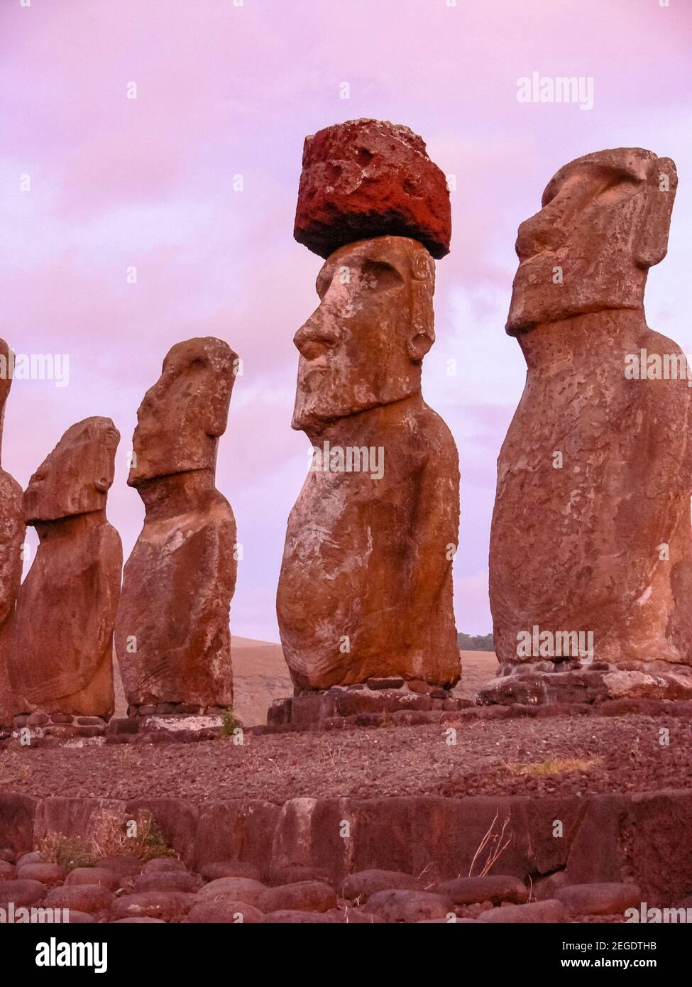 Statues of the gods of Easter Island. Ancient statues of ancient