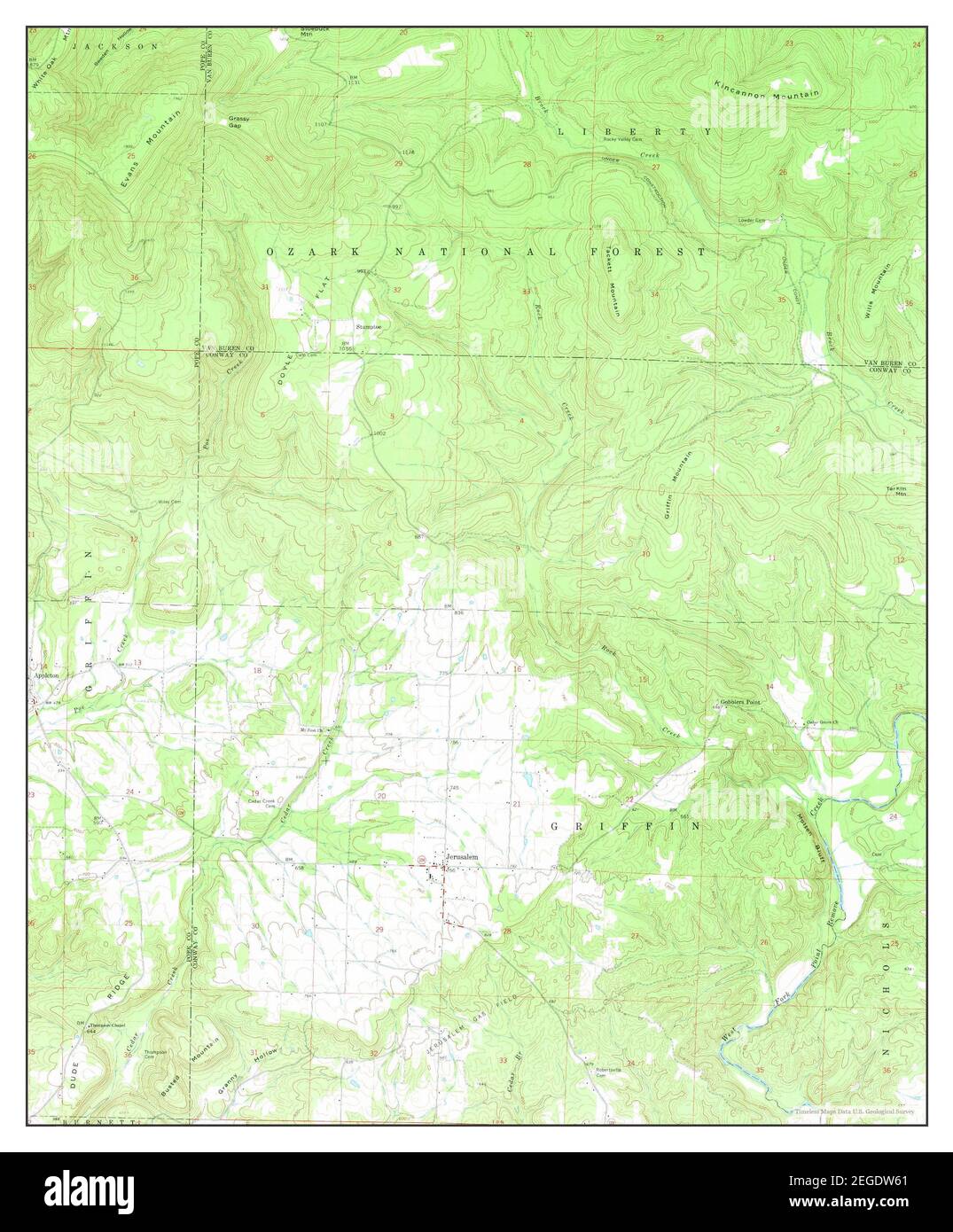 Jerusalem, Arkansas, map 1962, 124000, United States of America by