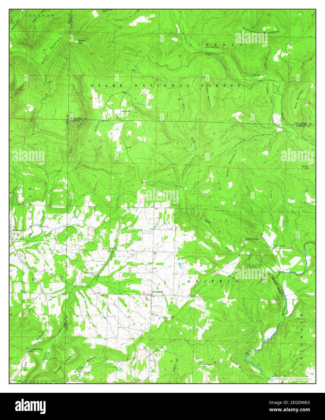 Jerusalem, Arkansas, map 1962, 124000, United States of America by