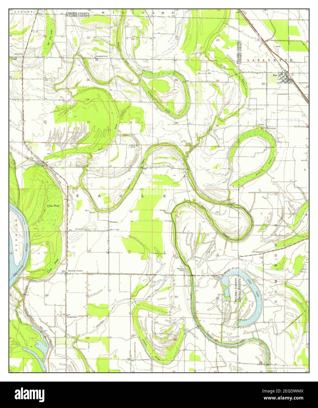 Keo, Arkansas, map 1954, 124000, United States of America by Timeless