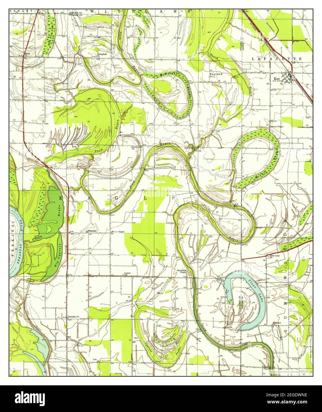 Keo, Arkansas, map 1939, 124000, United States of America by Timeless