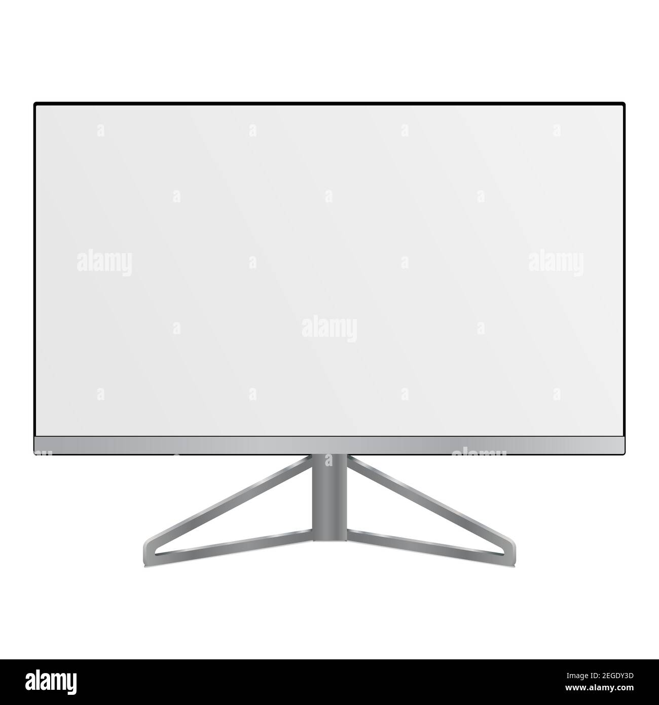 Monitor mockup. Desctop pc screen blank. Personal display frame illustration with black border. Modern wide plasma television isolated on white. Led l Stock Vector