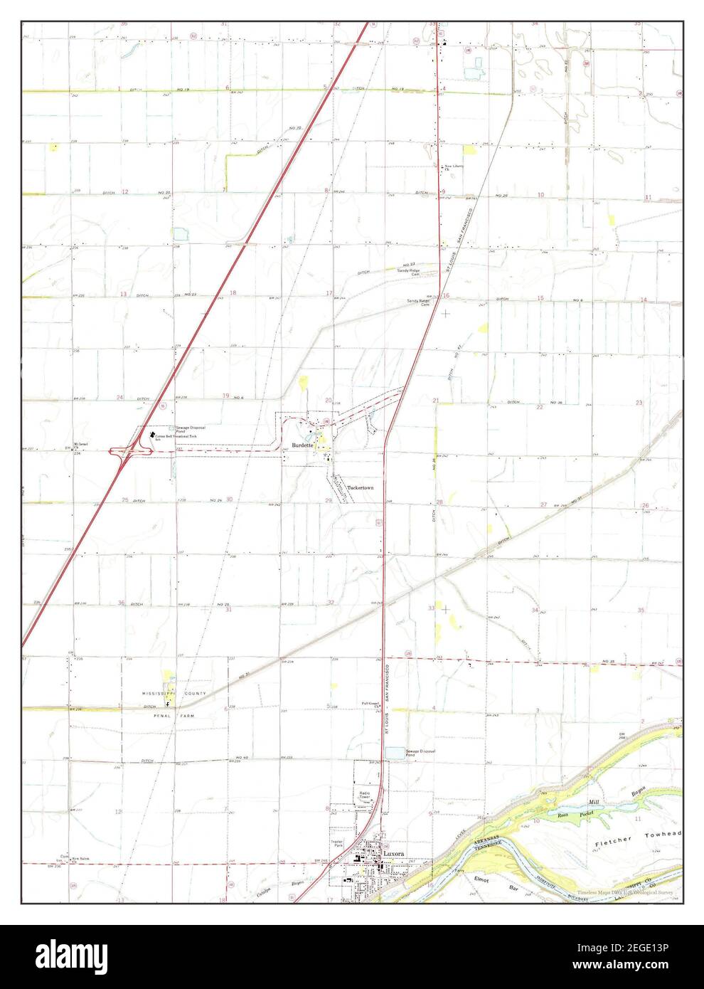 Luxora, Arkansas, map 1972, 124000, United States of America by