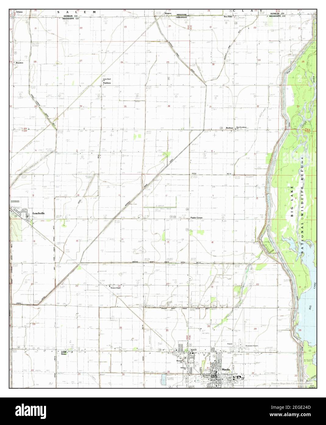 Manila North, Arkansas, map 1983, 124000, United States of America by