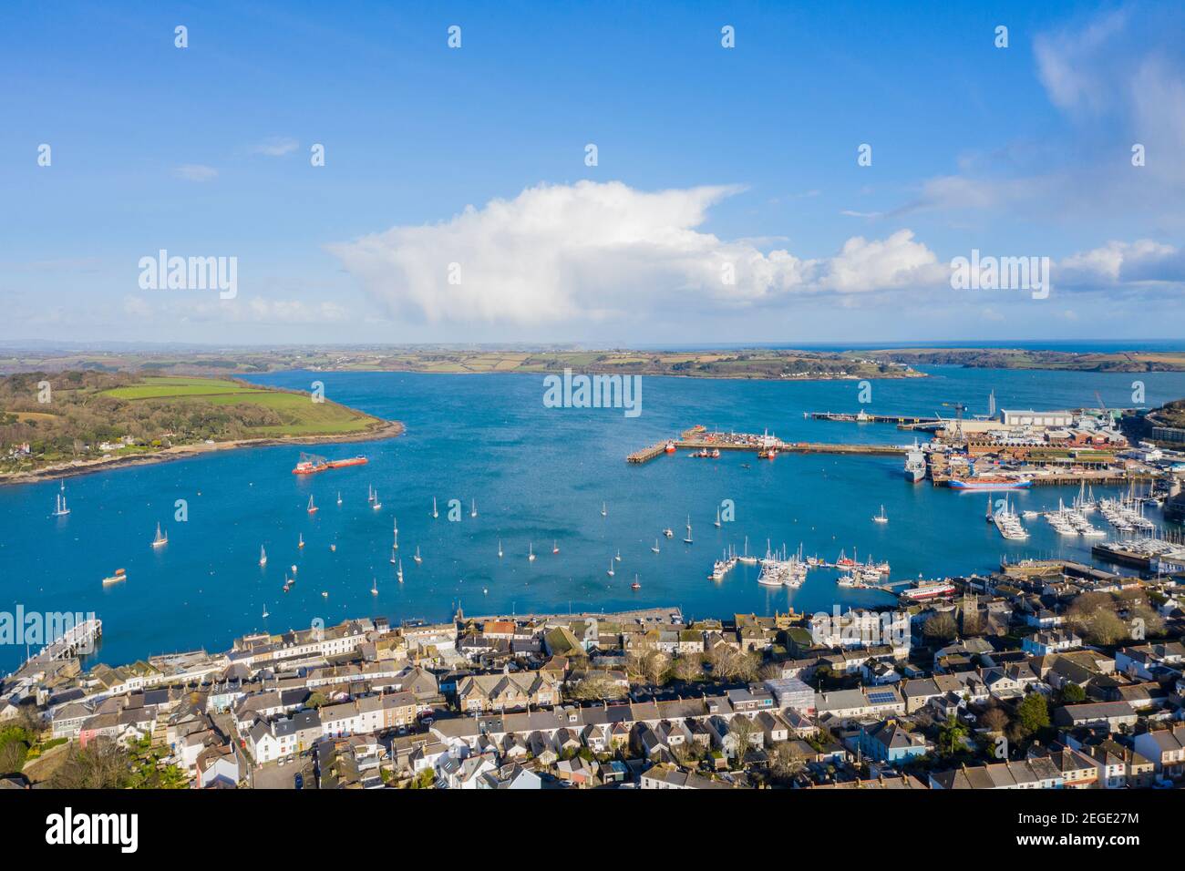 Aerial Photograph Of Falmouth Cornwall England Stock Photo Alamy