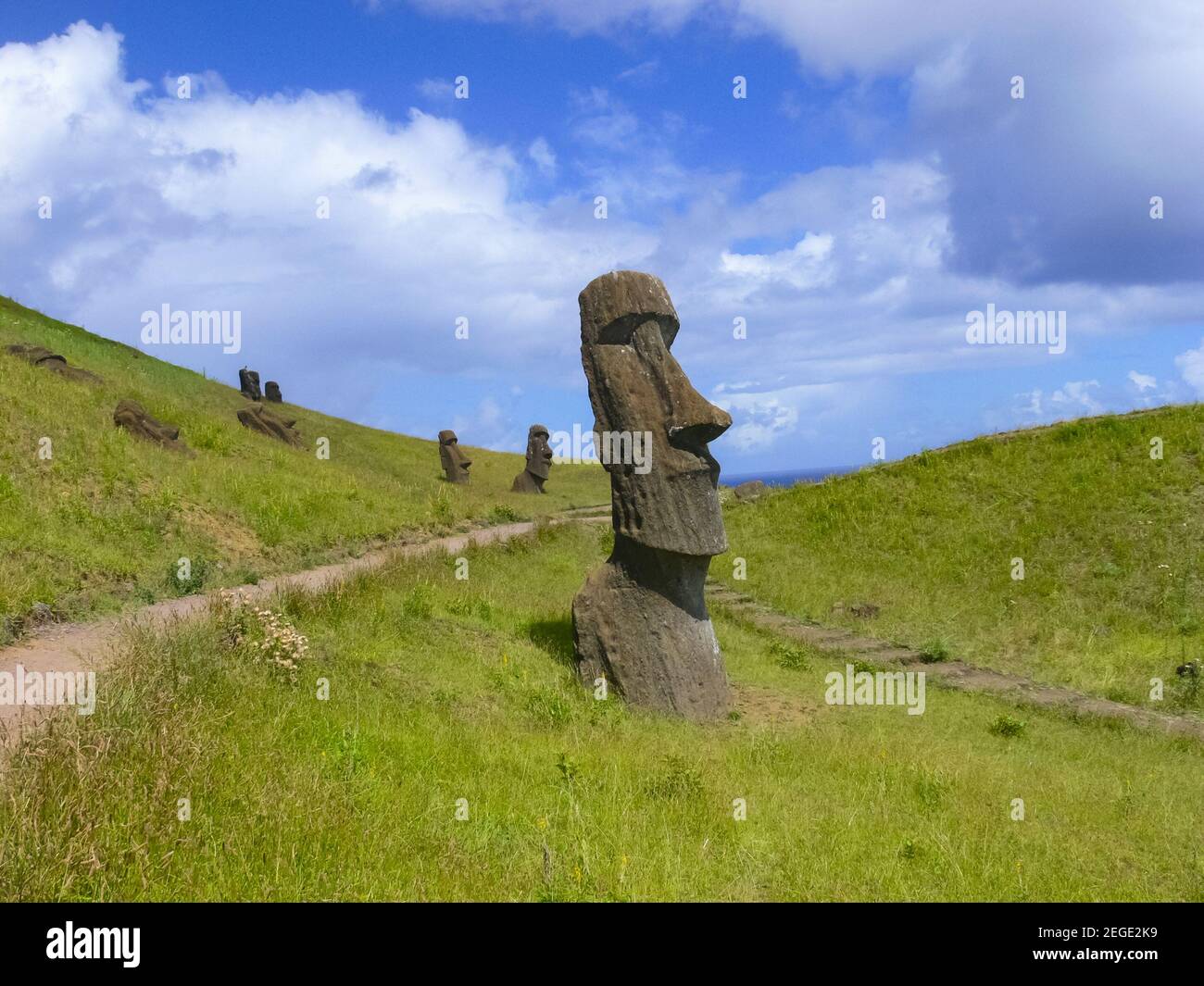 Statues of the gods of Easter Island. Ancient statues of ancient civilization on Easter Island
