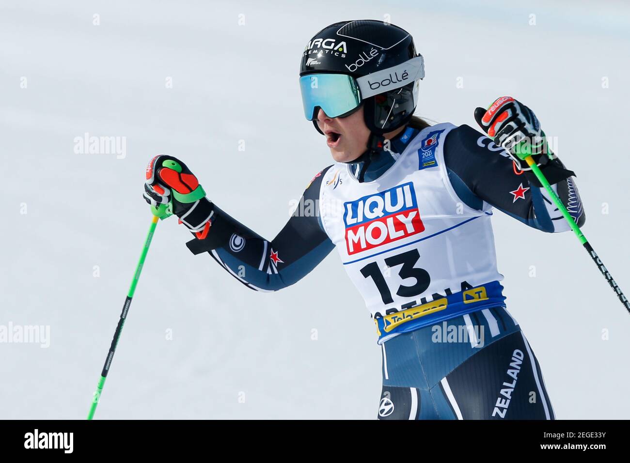 2/18/2021 Alice Robinson (NZL) finished the race in 4th position during 2021 FIS Alpine World
