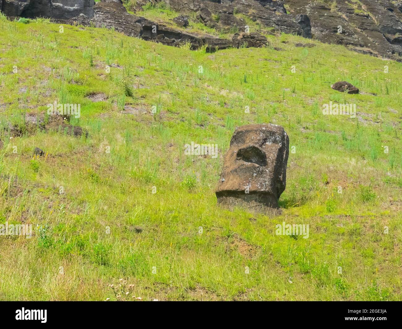 Statues of the gods of Easter Island. Ancient statues of ancient