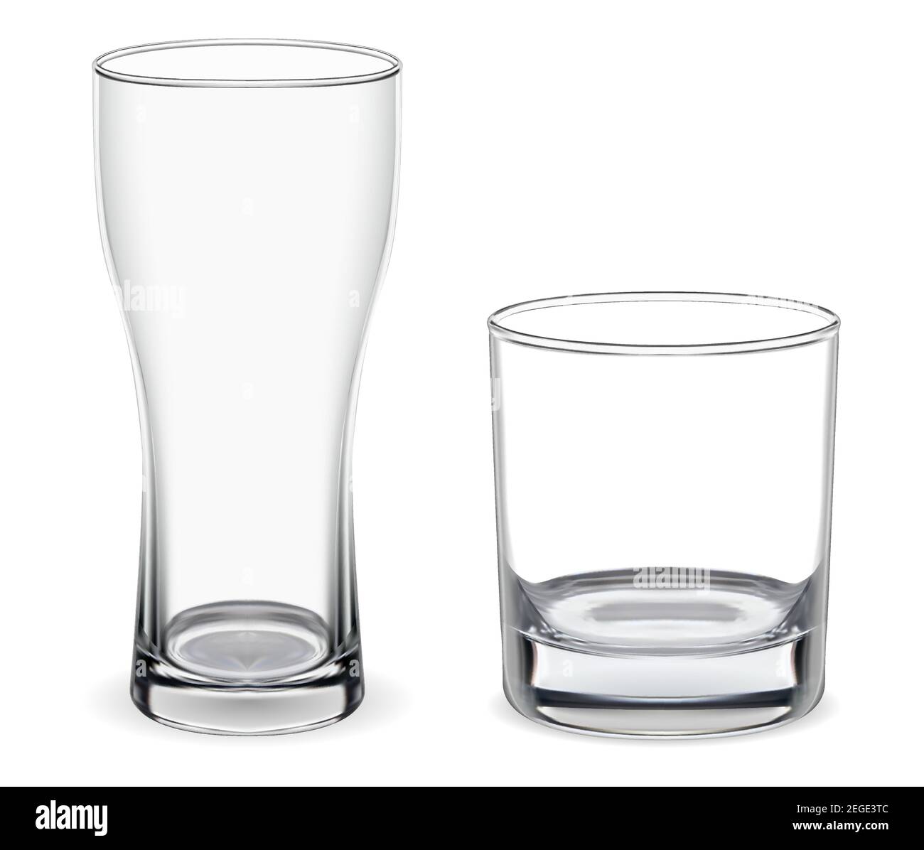 Glass Cups Empty Transparent Glasses And Goblet Mockups Realistic