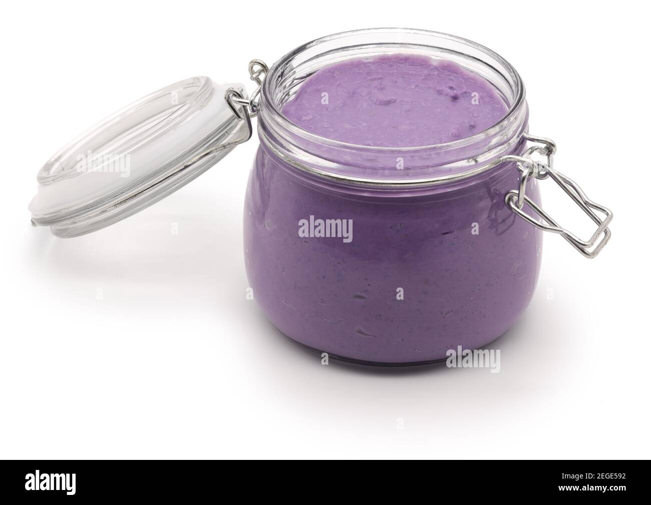 homemade ube halaya( purple yam jam) in jar, Philippine food Stock