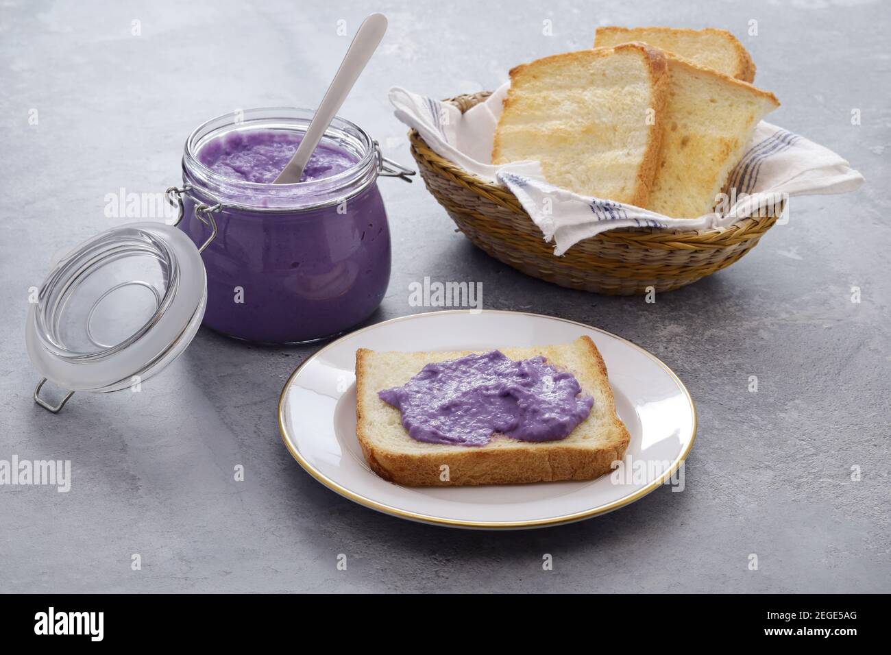 ube halaya( purple yam jam) toast, Philippine food Stock Photo Alamy
