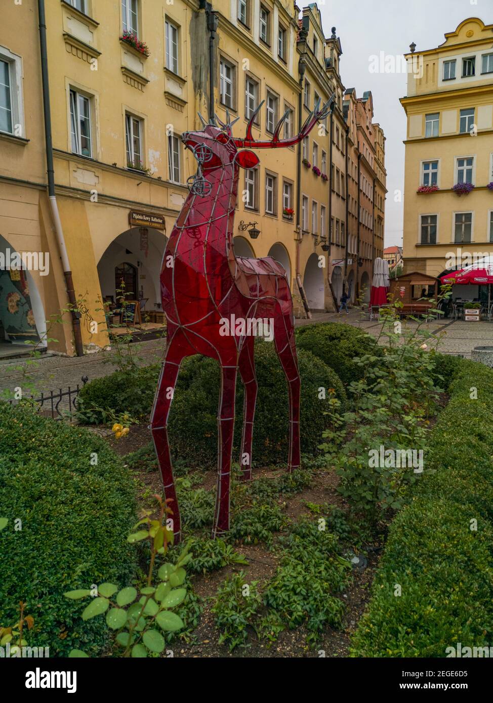 Jelenia Gora September 7 2019 Glassy Deer statue at market square Stock Photo