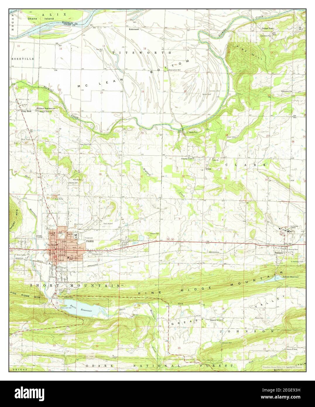 Paris, Arkansas, map 1961, 124000, United States of America by Timeless Maps, data U.S