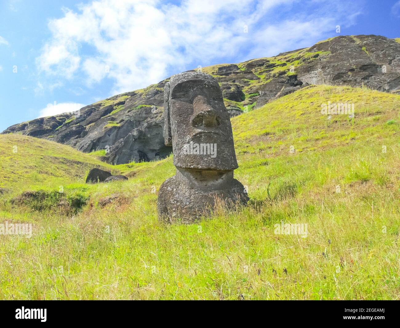 Statues of the gods of Easter Island. Ancient statues of ancient