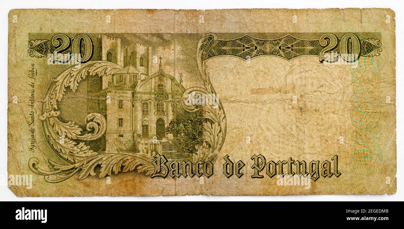 Old Portuguese Bank Note Stock Photo