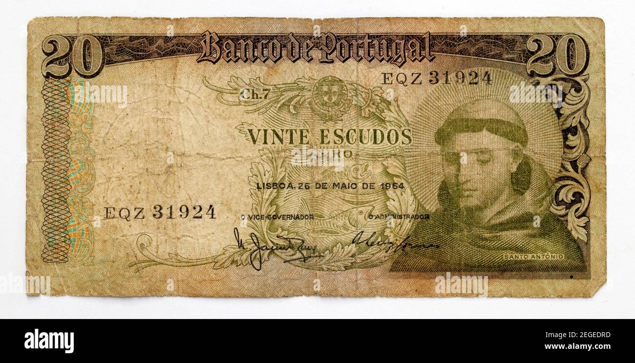 Old Portuguese Bank Note Stock Photo