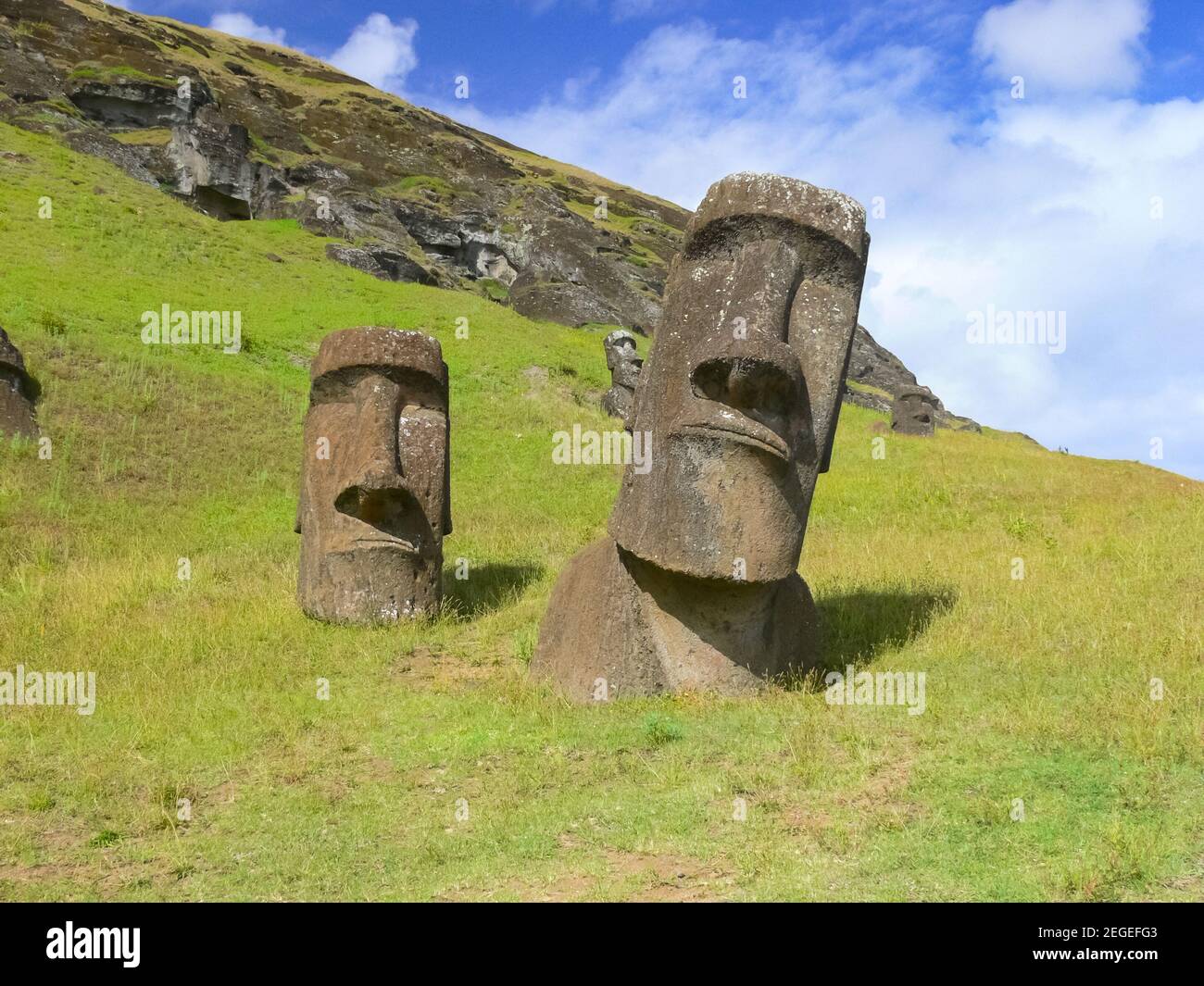 Statues of the gods of Easter Island. Ancient statues of ancient civilization on Easter Island