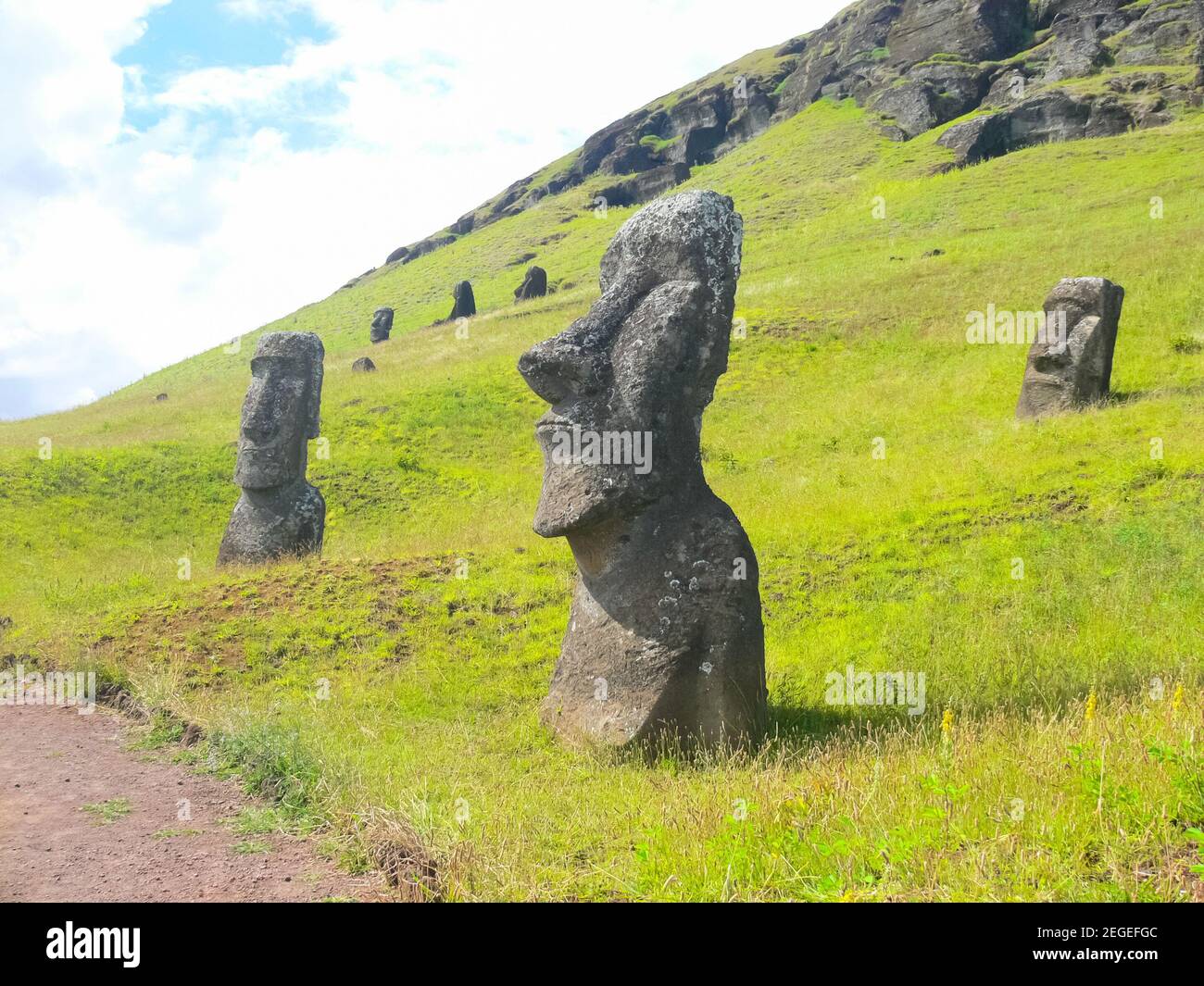 Statues of the gods of Easter Island. Ancient statues of ancient