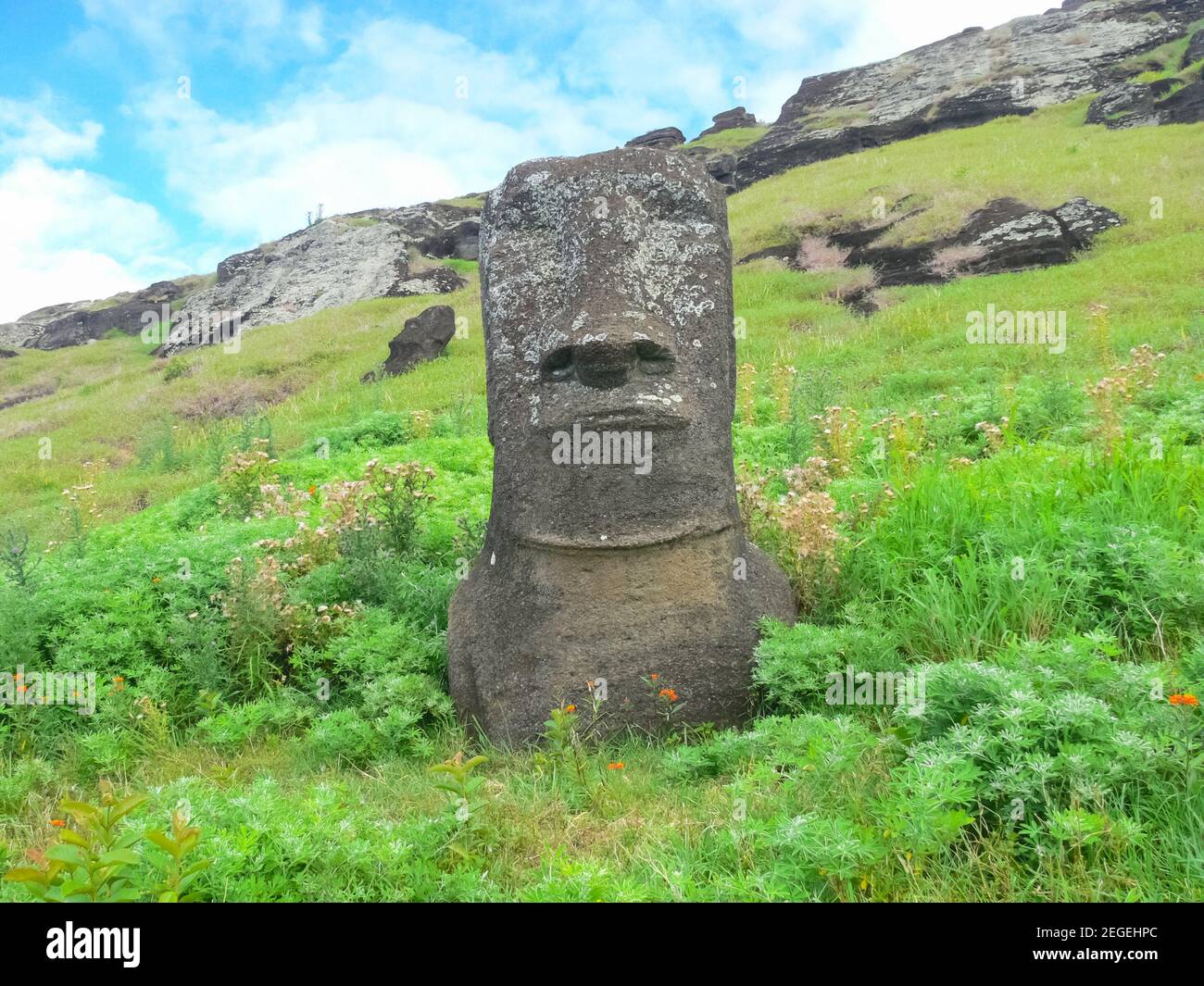 Statues of the gods of Easter Island. Ancient statues of ancient